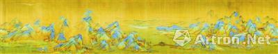 王希孟 千里江山图卷(局部) 绢本设色，纵51.1厘米，横1191.5厘米，清宫旧藏