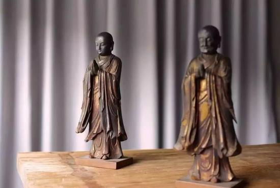 ▲清康熙木胎京工阿难迦叶罗汉 佛像堂藏品