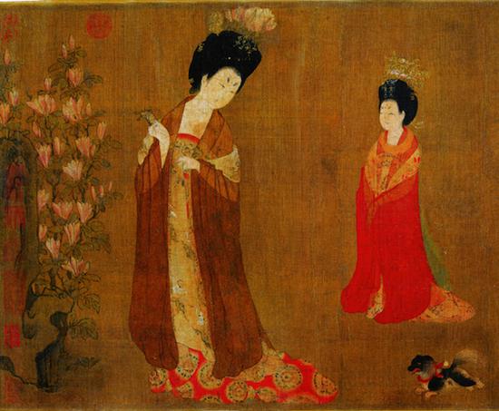 唐代周昉《簪花仕女图》(局部)