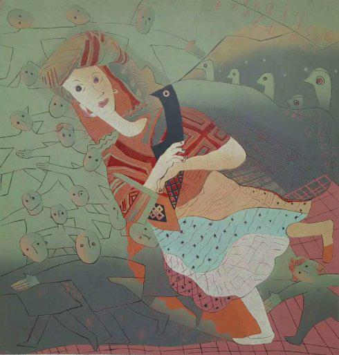 吕敏 人们将欣然起舞 60X57CM 2005
