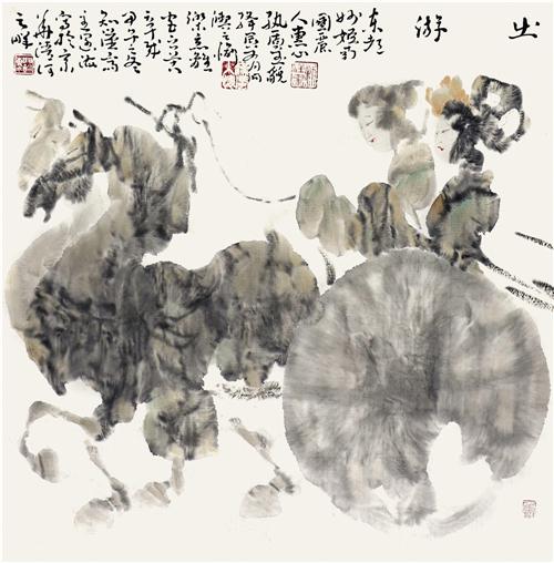 《出游》69×69cm