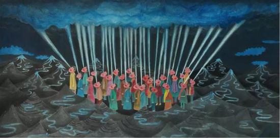 水墨作品《太阳野花》