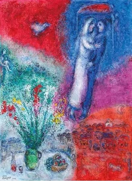 Marc Chagall-《新婚》 蛋彩 纤维板