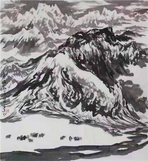 《雪域高原》95×89cm 2004年