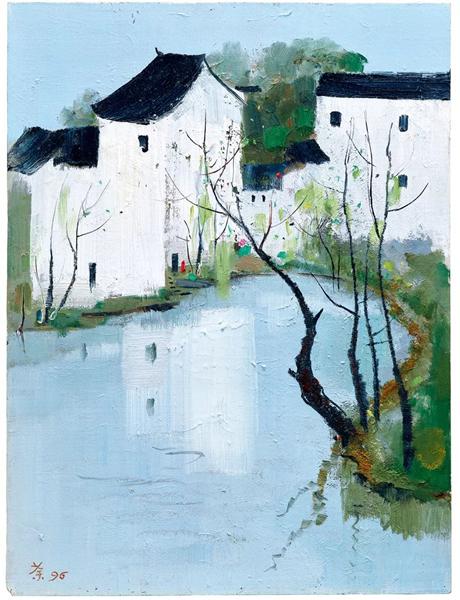 吴冠中《池塘人家(故乡)》
1996 年作
油彩木板
61.4 x 46 cm。
成交价:HK$ 10,620,000