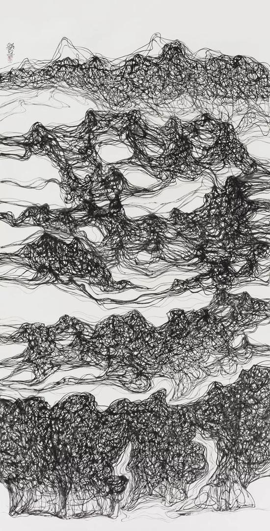 樊洲 Fan Zhou 韵律山水 Rhythm Landscape 245x125cm 纸本水墨 Chinese Ink on Paper 2016