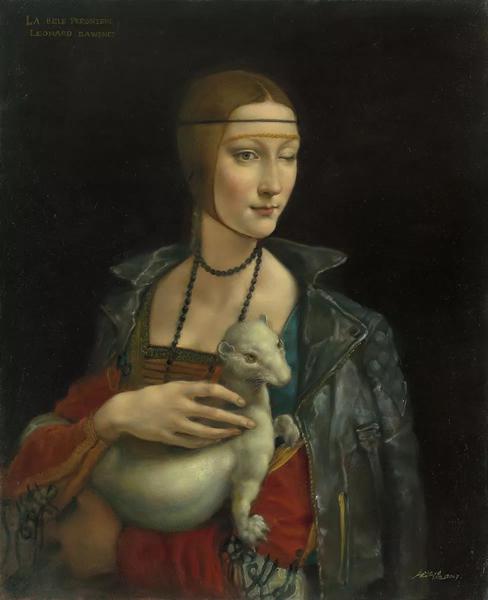 抱貂的女人  布面油画 Lady with an Ermine   oil on canvas 80×65cm  2017