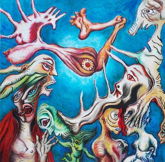 三毛 灵魂世界 100x100cm 油画 2017