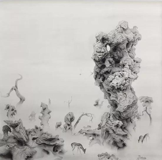 《花岗遗石》 2017年  绢本水墨  187.5x185.5cm