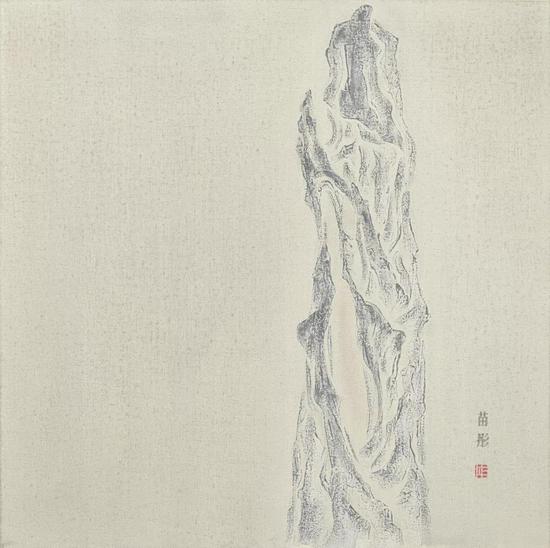 石谱2 亚麻布 矿物颜料 动物胶 90×90cm 2015