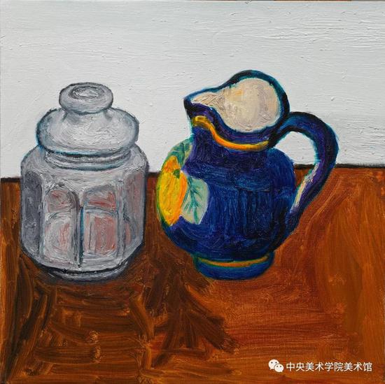 贾涤非,《蓝色的罐子》木板布底油彩 2015