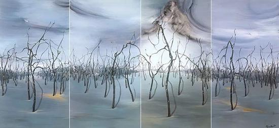 范勃,寒林,83×196cm,布面油彩,2012