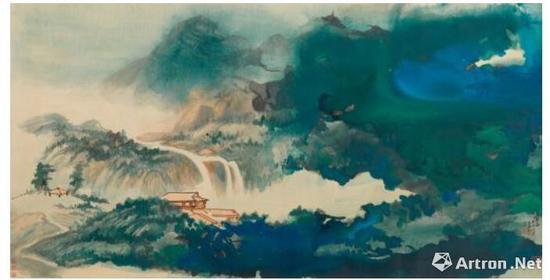 张大千 《巻去青霭望水天》 100.5×192.3cm