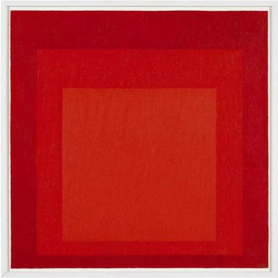 约瑟夫·埃布尔斯(Josef Albers)《向方形致敬习作》 款识:画家签姓名缩写并纪年72; 盖章、书题目并题款数次(背面) 油彩纤维板 60.9 x 60.9 公分