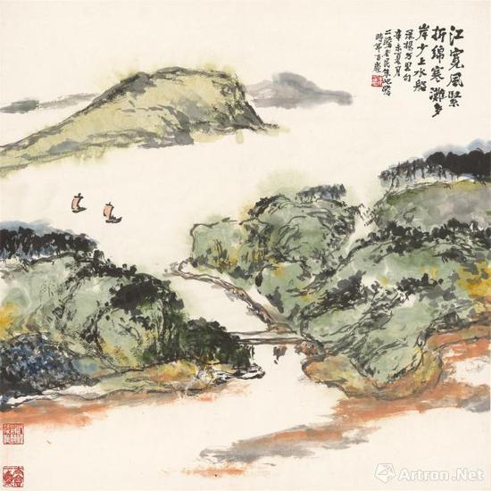 朱屺瞻《江宽风紧 折绵寒》67x67厘米 中国画 1991年 中华艺术宫藏