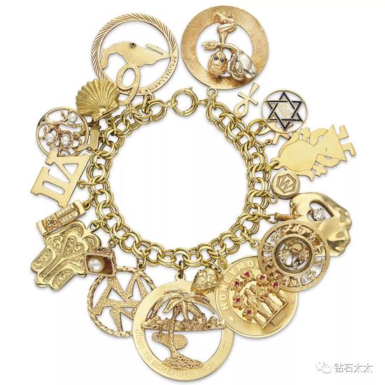 伊丽莎白泰勒的金制charm手链成交额：USD 116，500