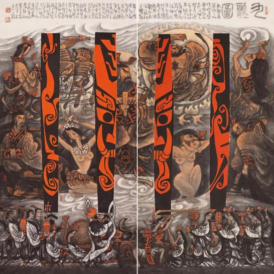 九歌图  纸本水墨 200×200cm  1988年