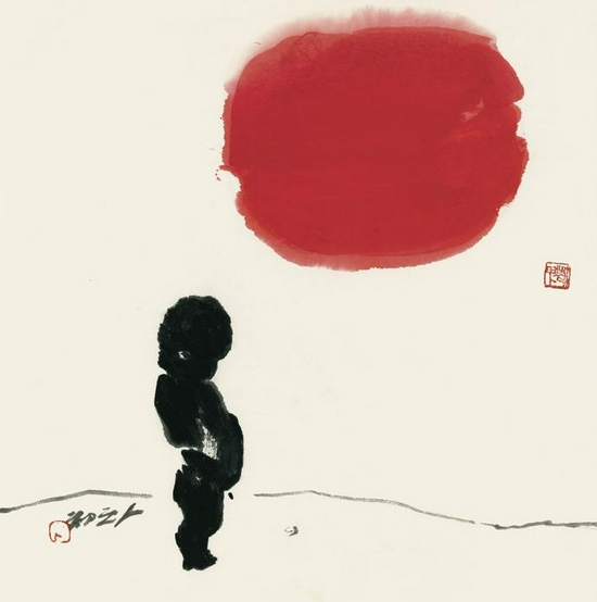 贾浩义 《人之初》 68×68cm 纸本设色 1987年 北京画院藏