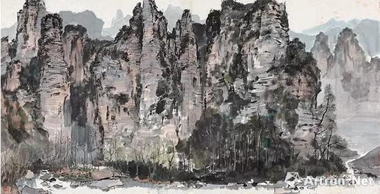 吴冠中《张家界马鬃岭》镜心 设色纸本 104×200cm