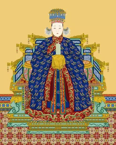 ▲《历代帝后像》中的翟衣形象 南薰殿旧藏