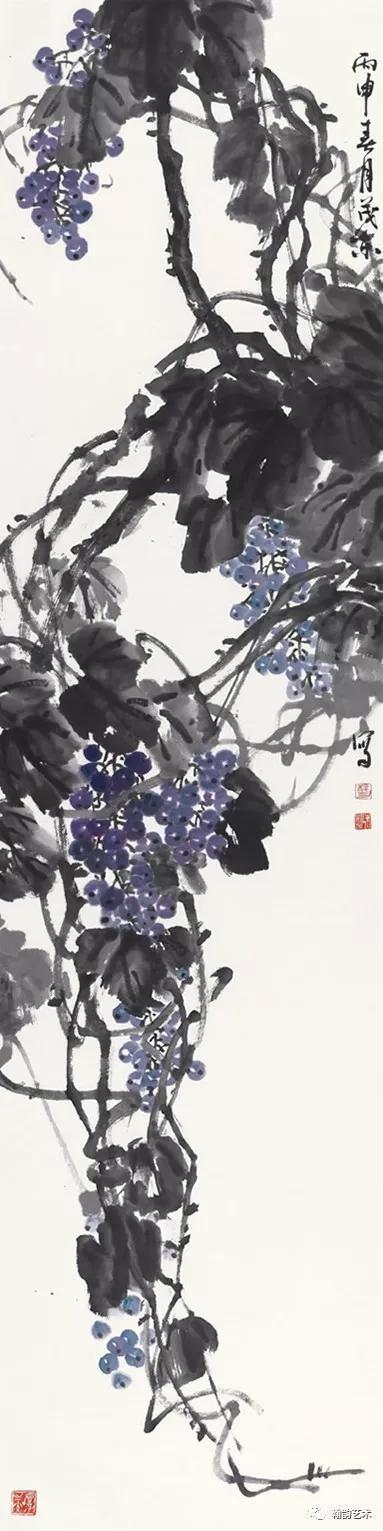 四条屏之葡萄  纸本  245x70cm