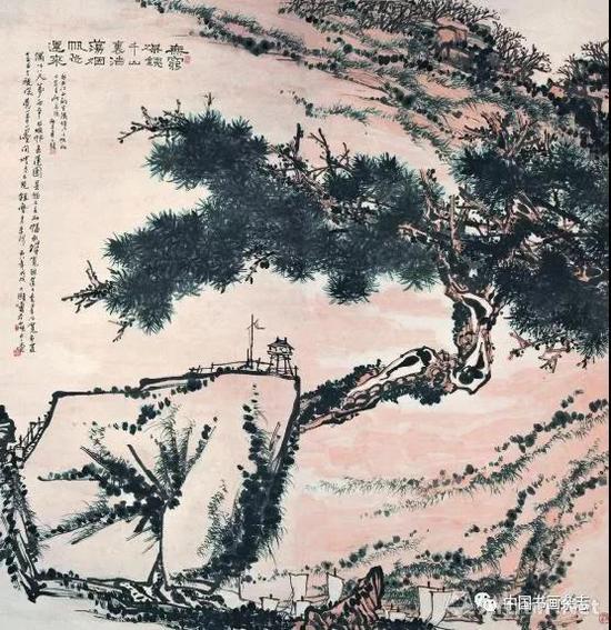 潘天寿 铁石帆运图轴