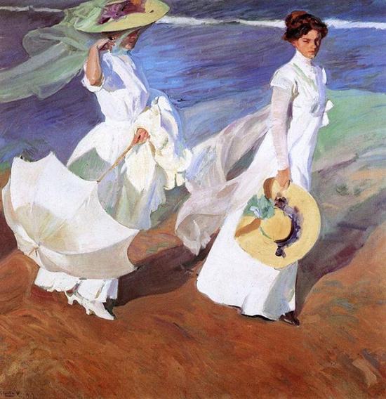 巅峰时期作品《海边漫步》Paseo a orillas del mar （1909）