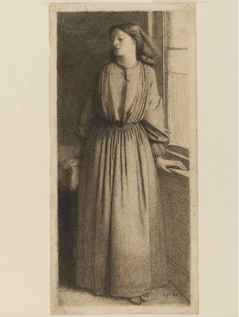 罗塞蒂画的西达尔,钢笔画,1854