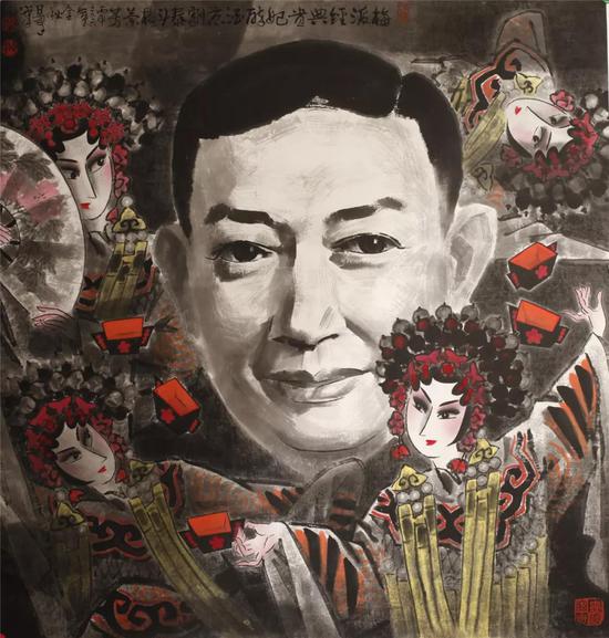 京剧泰斗梅兰芳 纸本水墨 145×145cm 2016年