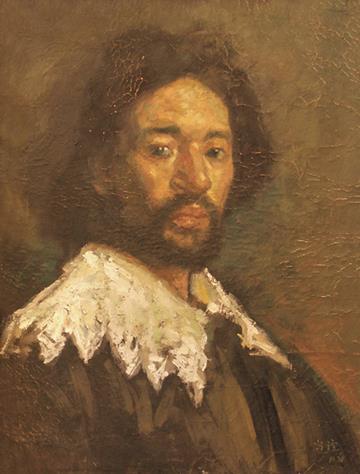 1靳尚谊 男肖像 布面油画49×37cm