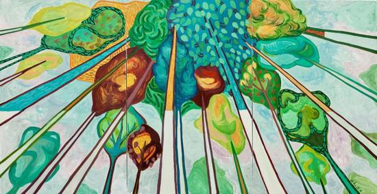 《风向标》布面油画,110×210cm,2018