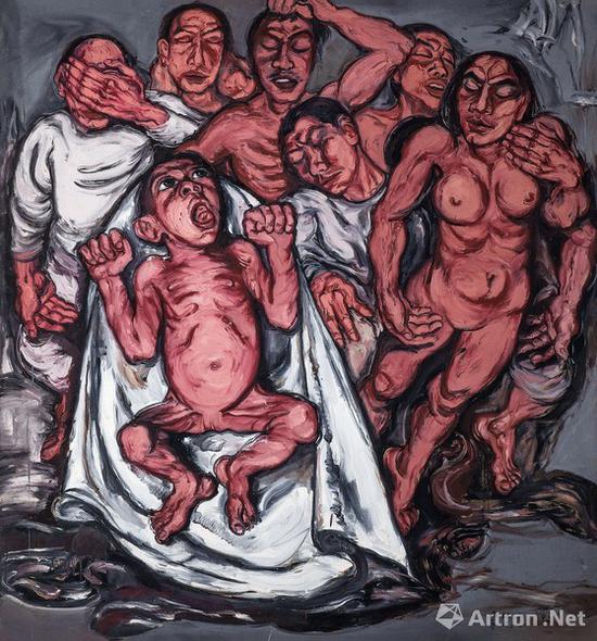 曾梵志《肉系列之三：献血过量》布面油画 1992年 成交价：3565万元