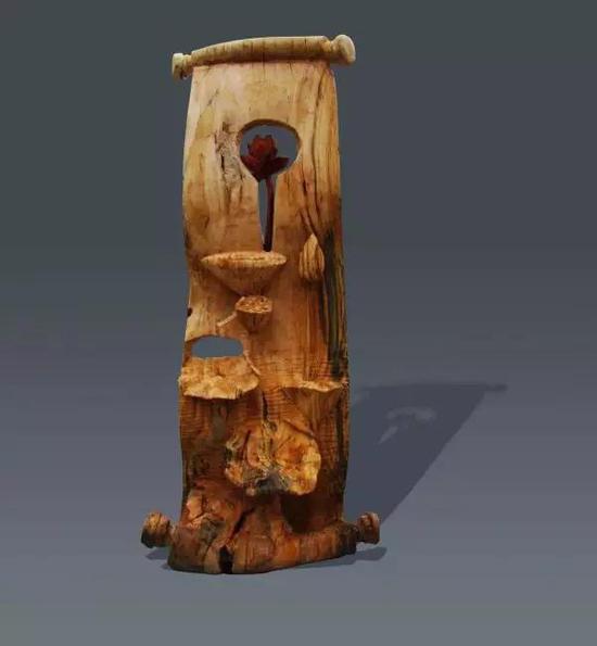 《荷塘印象》材质：柳木 尺寸：35×33×120CM 创作时间：2009.5
