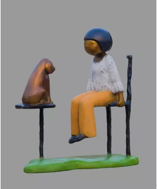《你不言,我不语》34×17×31 cm青铜着色 2017年