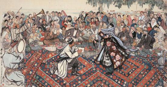 黄胄 《丰乐图》146×282m 纸本设色 1962年 北京画院藏
