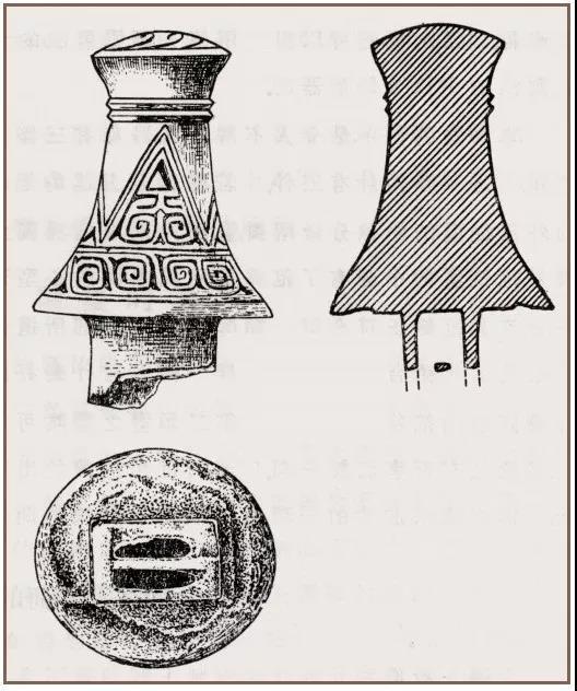 图九　殷墟出土斝（R2046）柱帽的连接方式