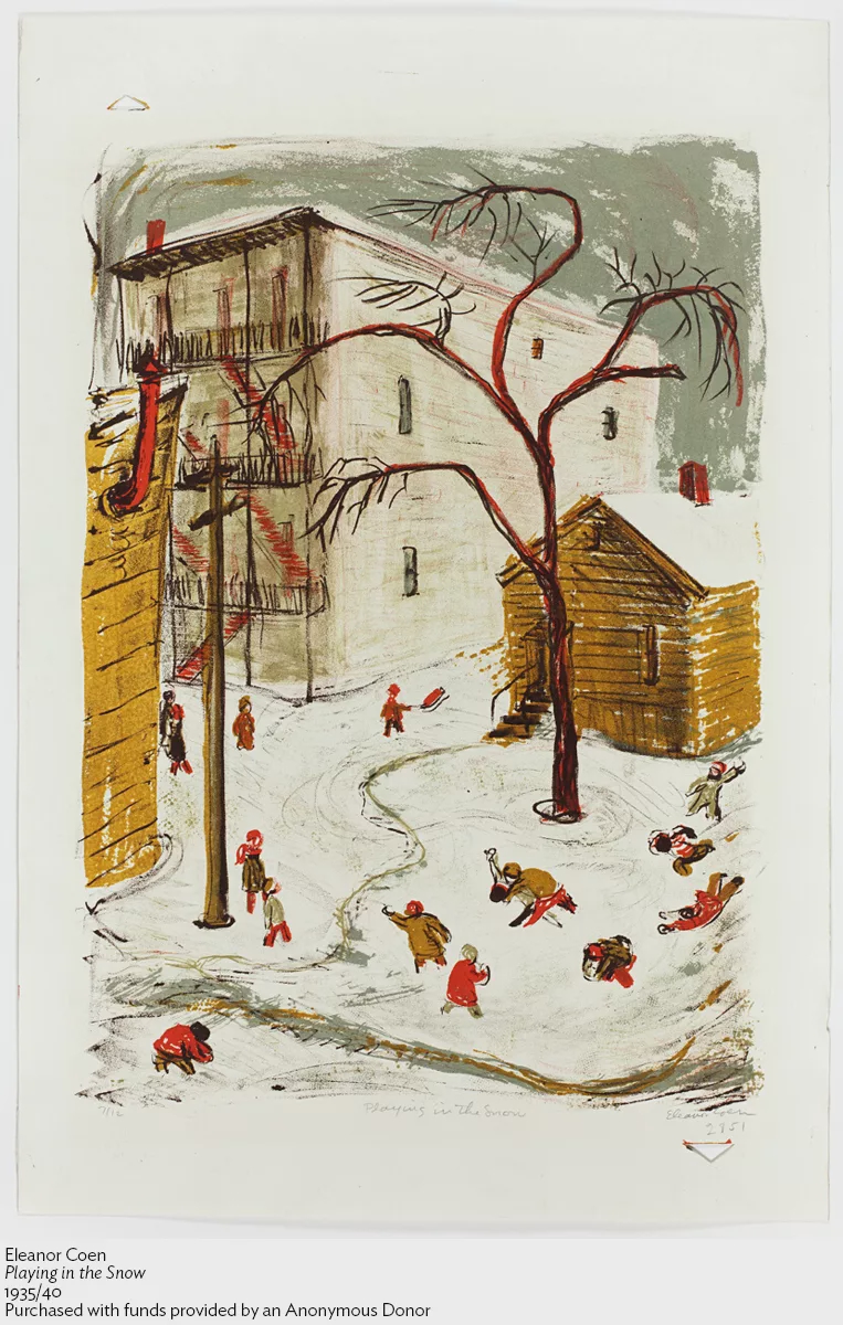 埃莉诺·科恩,《雪中嬉戏》,1935/40年,芝加哥艺术博物馆,馆藏编号:1940.1249