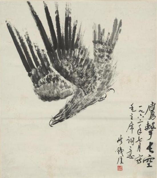钱瘦铁,《鹰击长空》,103x91cm