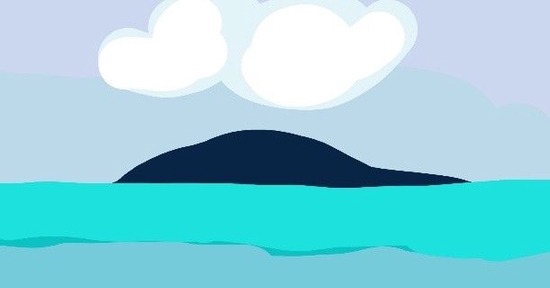 《初晴的海岛》一段来自海边风景的回忆。雨后天还未完全放晴，黑黑的小岛上飘来一片云，海水碧蓝如玉。
