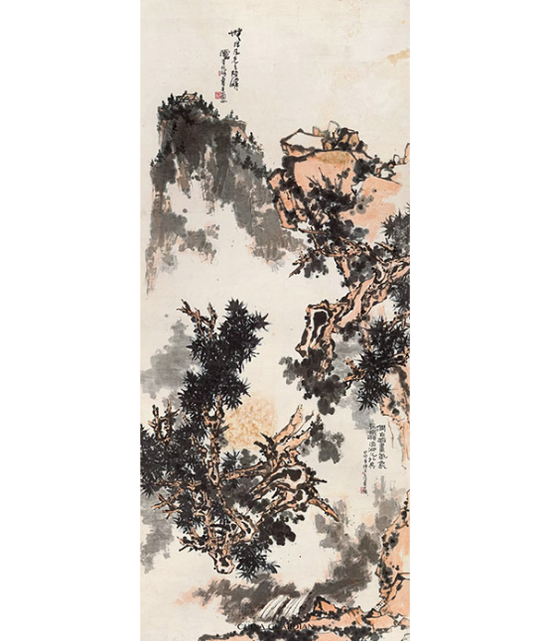 潘天寿《无限风光》成交价: RMB 287,500,000,作品尺寸:358.5×150cm,创作年代:癸卯(1963)年作 拍卖时间:2018-11-20