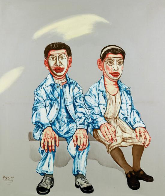 曾梵志《面具系列第十七号》布面 油画 178.5×149.5cm 1994年作