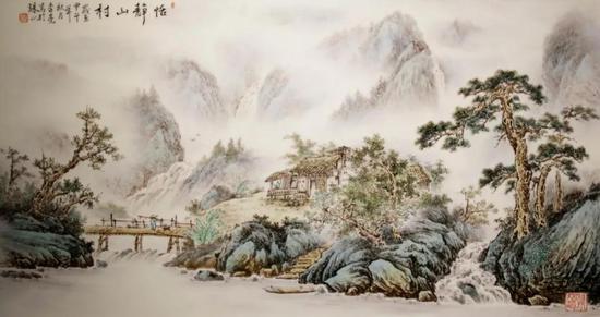 李亮 “山水”瓷板 42cm×79cm