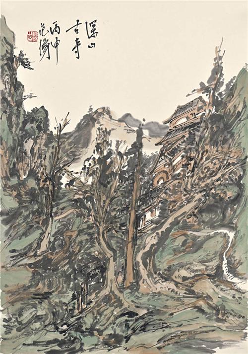 《深山古寺》48.8cm×34.9cm 2016年