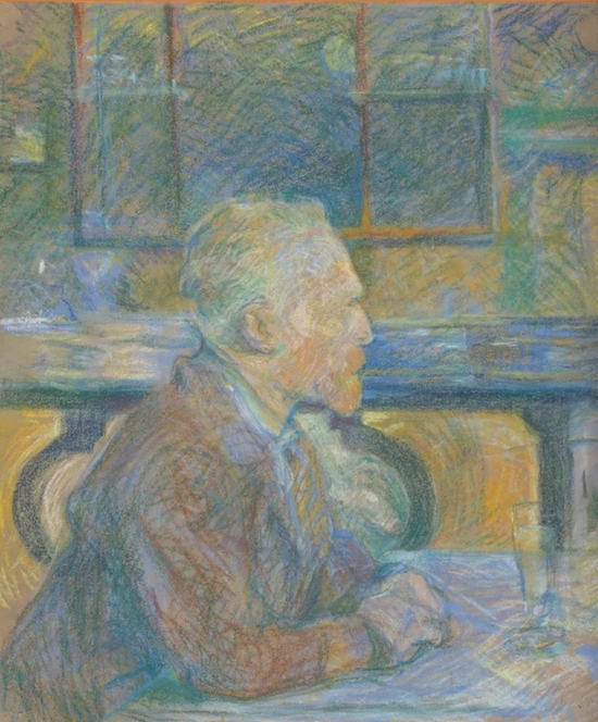 法国后印象派艺术家亨利·德·图卢兹-劳特累克(Henri de Toulouse-Lautrec)笔下的梵高肖像,1887年