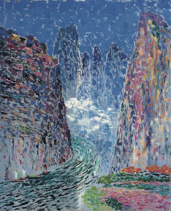 周碧初，《小三峡》，1984，布面油彩，79×60cm，艺术家家属收藏