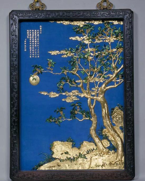 紫檀边金桂月挂屏 清