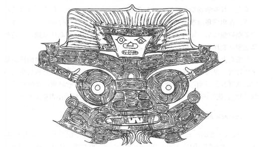 良渚聚落群反山遗址12号墓出土玉琮表面刻划的神人兽面纹图案。