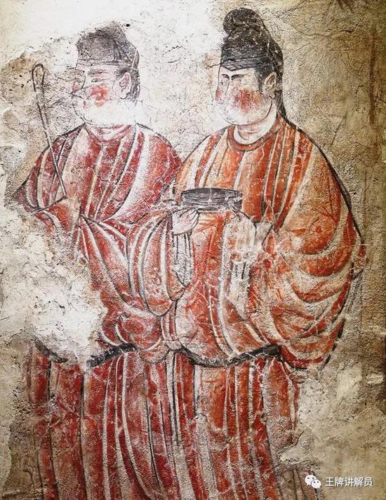 男装侍女图壁画复制品,唐武惠妃墓出土,陕西历史博物馆藏