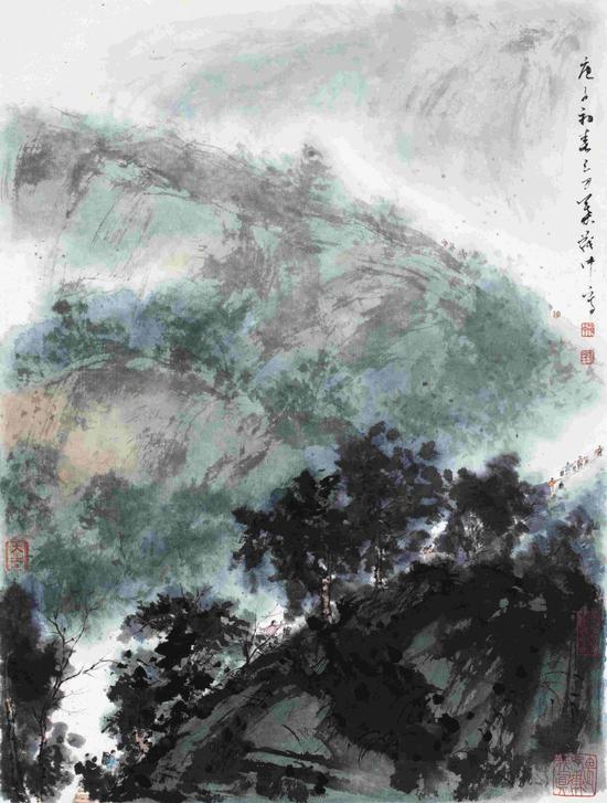 叶茂中 《夏山汲水》 设色纸本 镜心 45×34cm 2020年