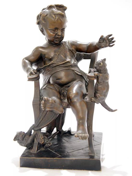 《小孩和小猫》安东尼奥·潘迪亚尼1910年